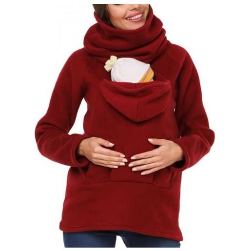 DNJKH giacca in pile 2 in 1 per mamma e neonato, a maniche lunghe, felpe del portare neonato canguro bambino da donna