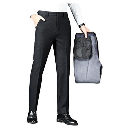 ziilay pantaloni termici da uomo, elasticizzati, invernali, da lavoro, in caldo pile, vestibilità classica, 8090h blu scuro, 38w