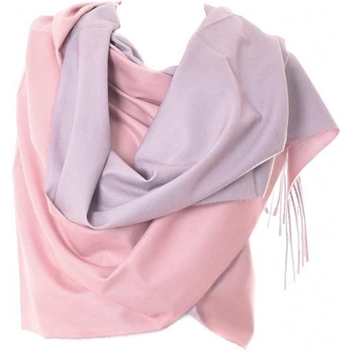 CAVALLI CLASS sciarpa double face in misto lana e cachemire rosa e lilla
