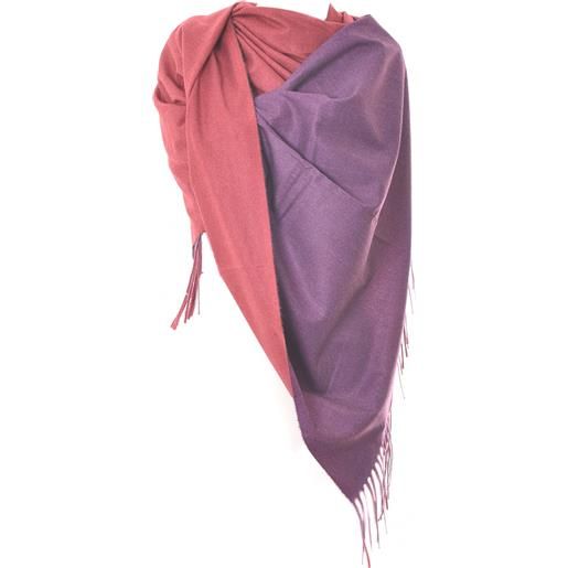 CAVALLI CLASS sciarpa double face in misto lana e cachemire rosso e viola