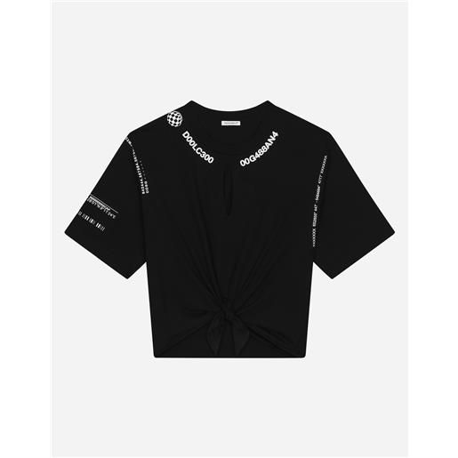 Dolce & Gabbana t-shirt in jersey con logo dg vib3 e fiocco