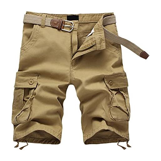 Kangyan pantaloncini da uomo stile casual cargo shorts uomo 3/4 estate breve outdoor bermuda pantaloncini traspirante tempo libero, cachi, xxl