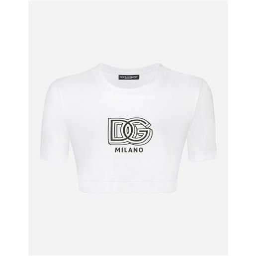 Dolce & Gabbana t-shirt cropped in jersey con lettering dg