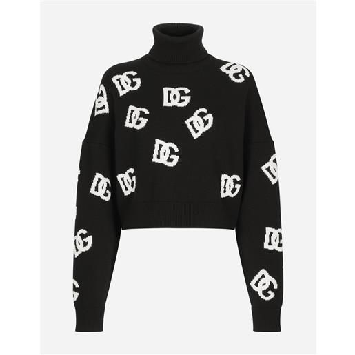Dolce & Gabbana maglia corta in lana con intarsio logo dg