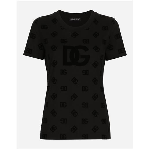 Dolce & Gabbana t-shirt in jersey con logo dg flock allover