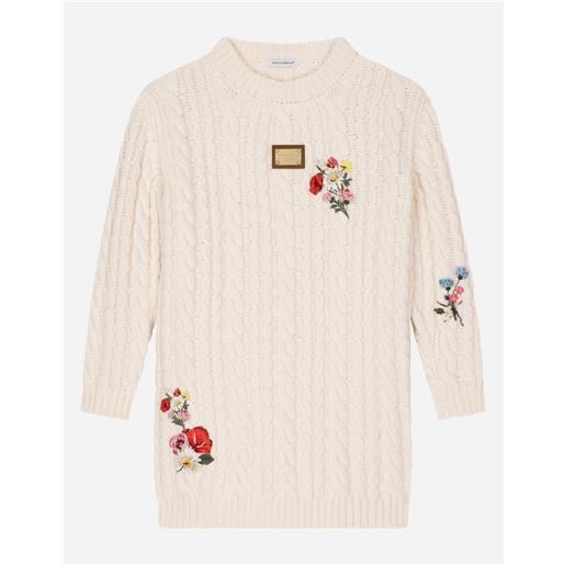 Dolce & Gabbana abito in maglia con ricami floreali