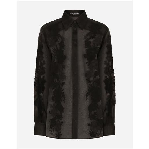 Dolce & Gabbana camicia in organza con applicazioni in pizzo