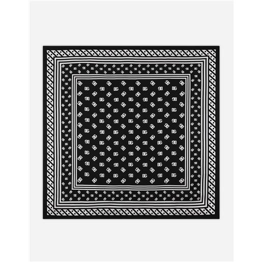 Dolce & Gabbana foulard 90x90 in twill stampa logo dg allover