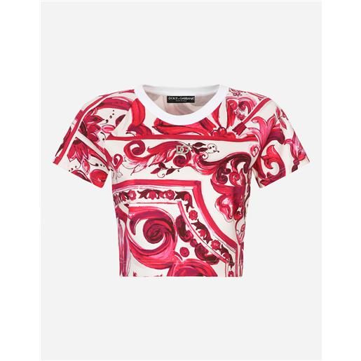 Dolce & Gabbana cropped majolica-print jersey t-shirt