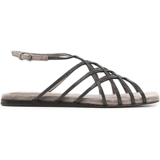 Brunello Cucinelli sandali a punta aperta con fibbia - grigio