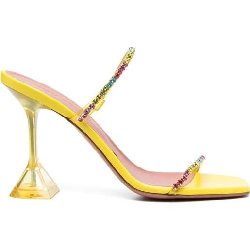 Amina Muaddi sandali gilda 95 con cristalli - giallo