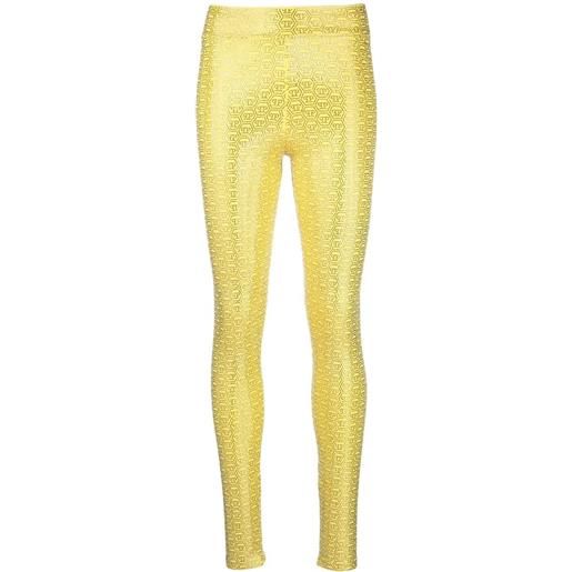 Philipp Plein leggings con strass - giallo