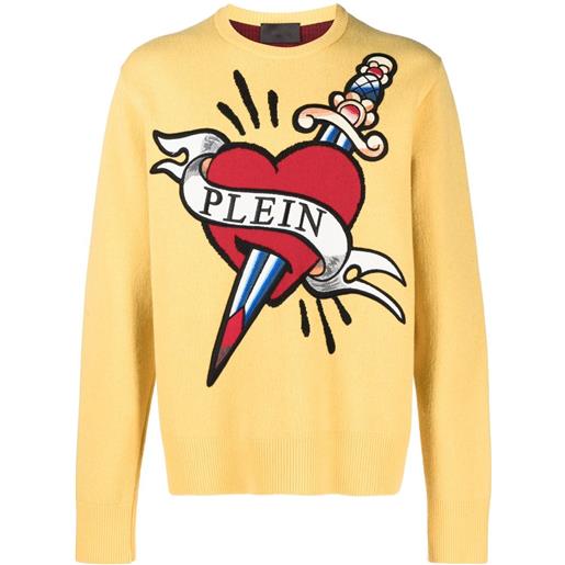 Philipp Plein maglione con motivo a intarsi - giallo