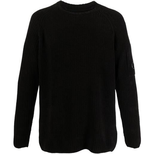 C.P. Company maglione a coste con applicazione - nero