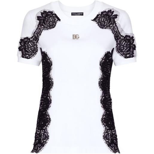 Dolce & Gabbana t-shirt con inserto in pizzo - bianco