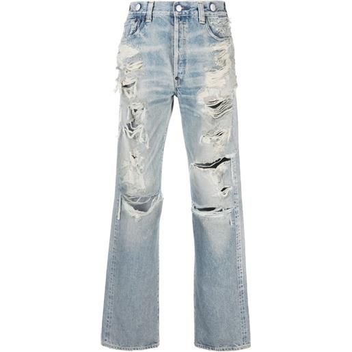 Kenzo jeans 1933 501 dritti effetto vissuto x levi's - blu