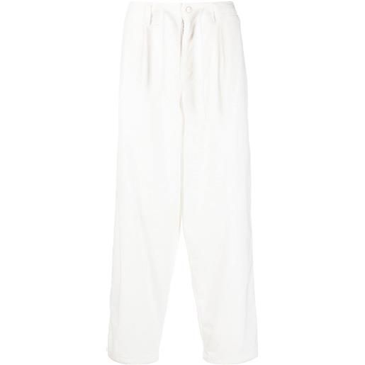Emporio Armani pantaloni a coste con pieghe - bianco