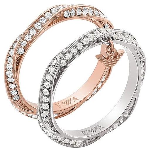 Emporio Armani set di anelli da donna in oro rosa e acciaio inossidabile bicolore, egs3024set6.5