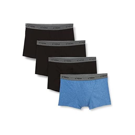 Athena promo basic coton boxer, multicolore (noir/noir/noir/noir/bleu/noir/bleu chiné/noir 9050), small (taglia produttore: 2) (pacco da 8) uomo
