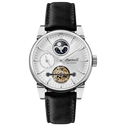 Ingersoll 1892 the swing automatic mens watch con quadrante argento e cinturino in pelle nera - i07504
