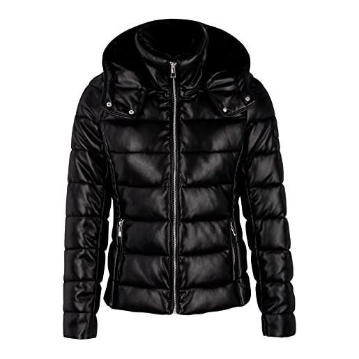 Morgan doudoune faux cuir capuche 212-gkely giacca in ecopelle, nero, 42 donna