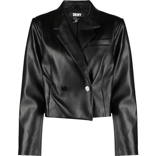 DKNY blazer doppiopetto in finta pelle - nero