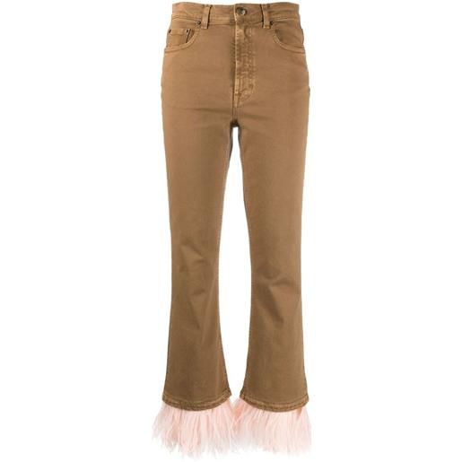 La DoubleJ jeans crop fancy con piume - marrone