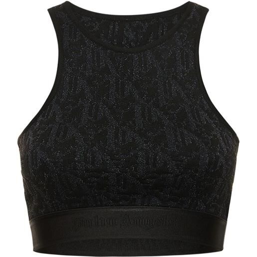 PALM ANGELS top in maglia di misto viscosa monogram