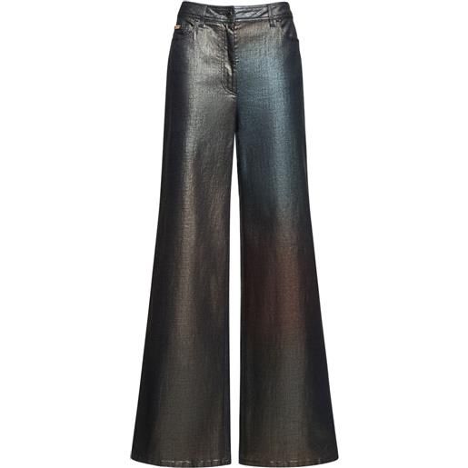 ALBERTA FERRETTI jeans larghi vita alta in denim metallizzato