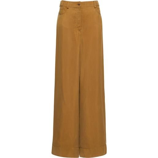 ALBERTA FERRETTI pantaloni larghi vita alta in twill washed