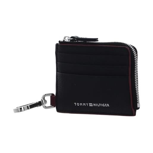 Tommy Hilfiger th struc leather cc holder with zip black