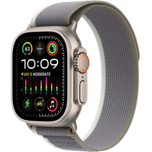 Apple smartwatch Apple watch ultra 2 gps + cellular 49mm cassa in titanio con cinturino trail loop verde/grigio [mrf33fd/a]