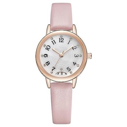 CIVO orologio donna cinturino pelle rosa elegante orologio da polso con calendario impermeabile analogico quarzo orologio da donna quadrante in madreperla regalo da donna ragazza