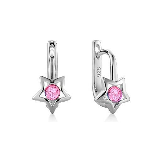 butterfly bambine ragazze orecchini da donna argento 925 rosa swarovski elements originali stella incartamento di regalo