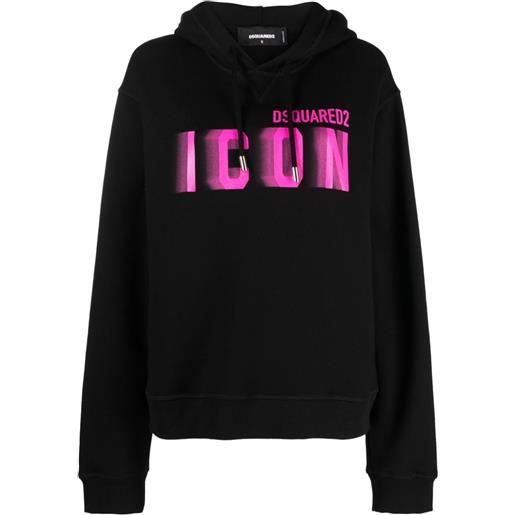 Dsquared2 felpa icon blur con cappuccio - nero