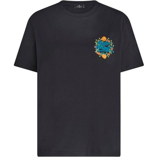 ETRO t-shirt con ricamo pegaso - nero
