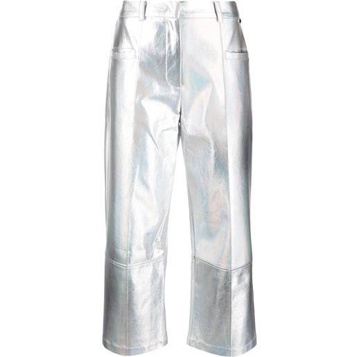 LIU JO pantaloni crop con effetto metallizzato - argento