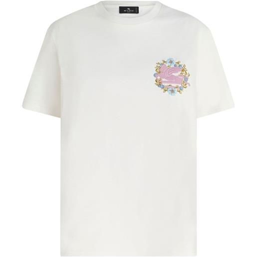 ETRO t-shirt con ricamo pegaso - bianco