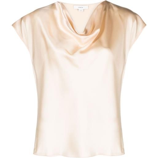 Vince blusa con scollo drappeggiato - toni neutri