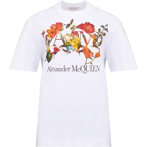 Alexander McQueen t-shirt dutch flower con stampa - bianco