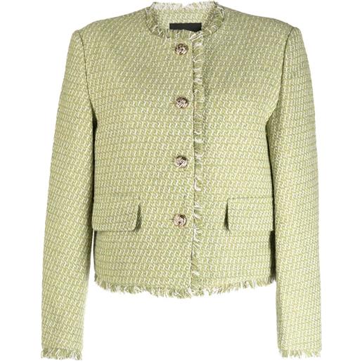tout a coup giacca con frange in tweed - verde