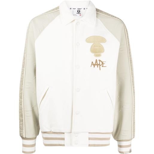 AAPE BY *A BATHING APE® bomber a righe con stampa - bianco