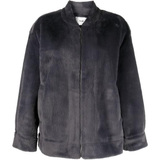 b+ab giacca in finta pelliccia con colletto a fascia - blu
