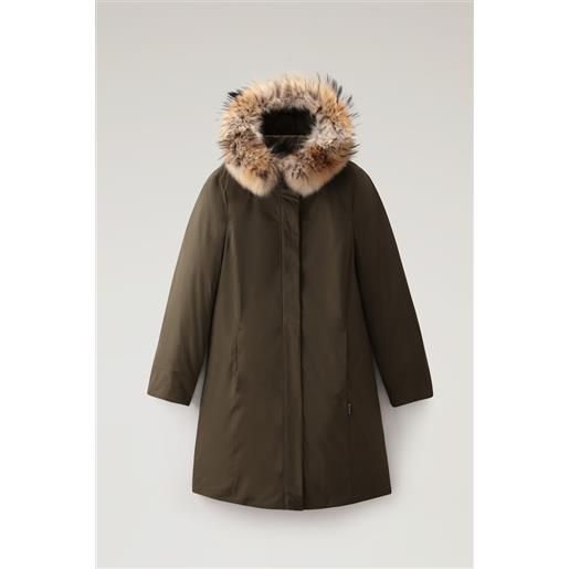 Woolrich donna cappotto boulder in urban touch verde taglia s