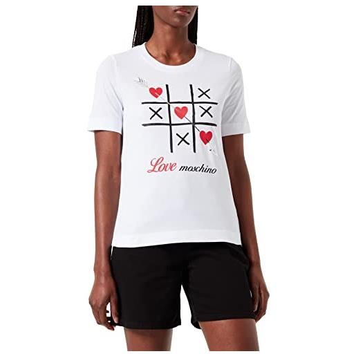 Love Moschino t-shirt with tic tac toe brand print, bianco, 44 donna