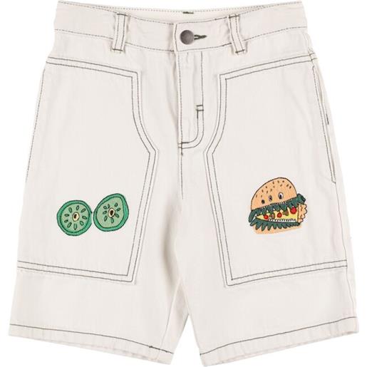 STELLA MCCARTNEY KIDS shorts in denim di cotone con logo