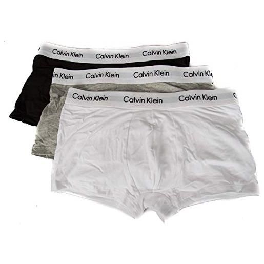 Calvin Klein confezione 3 boxer uomo tripack ck articolo u2664g low rise trunk 3pk, 998 nero/bianco/grigio - black/white/grey, s