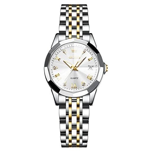 RORIOS orologio donna orologio analogico al quarzo con cinturino in acciaio inox lumineuses montres moda strass orologio per ragazza donna