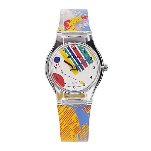 Active act-001 orologio da polso al quarzo, analogico, unisex-bambini, plastica, giallo/blu