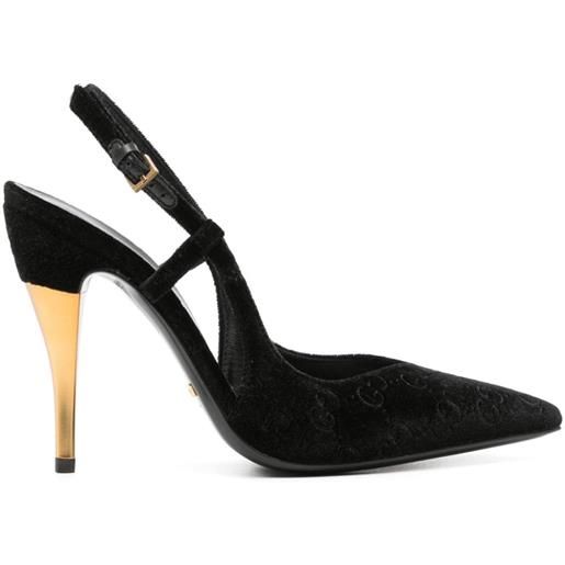 Gucci pumps gg con cinturino posteriore 105mm - nero